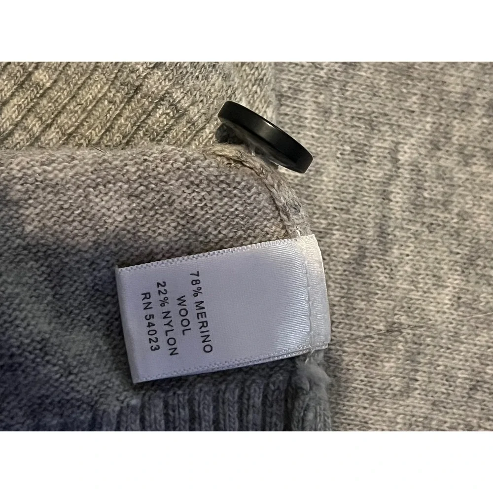 Banana Republic Men's L Merino Wool Sweater Gray Mock Neck Zip Button Collar